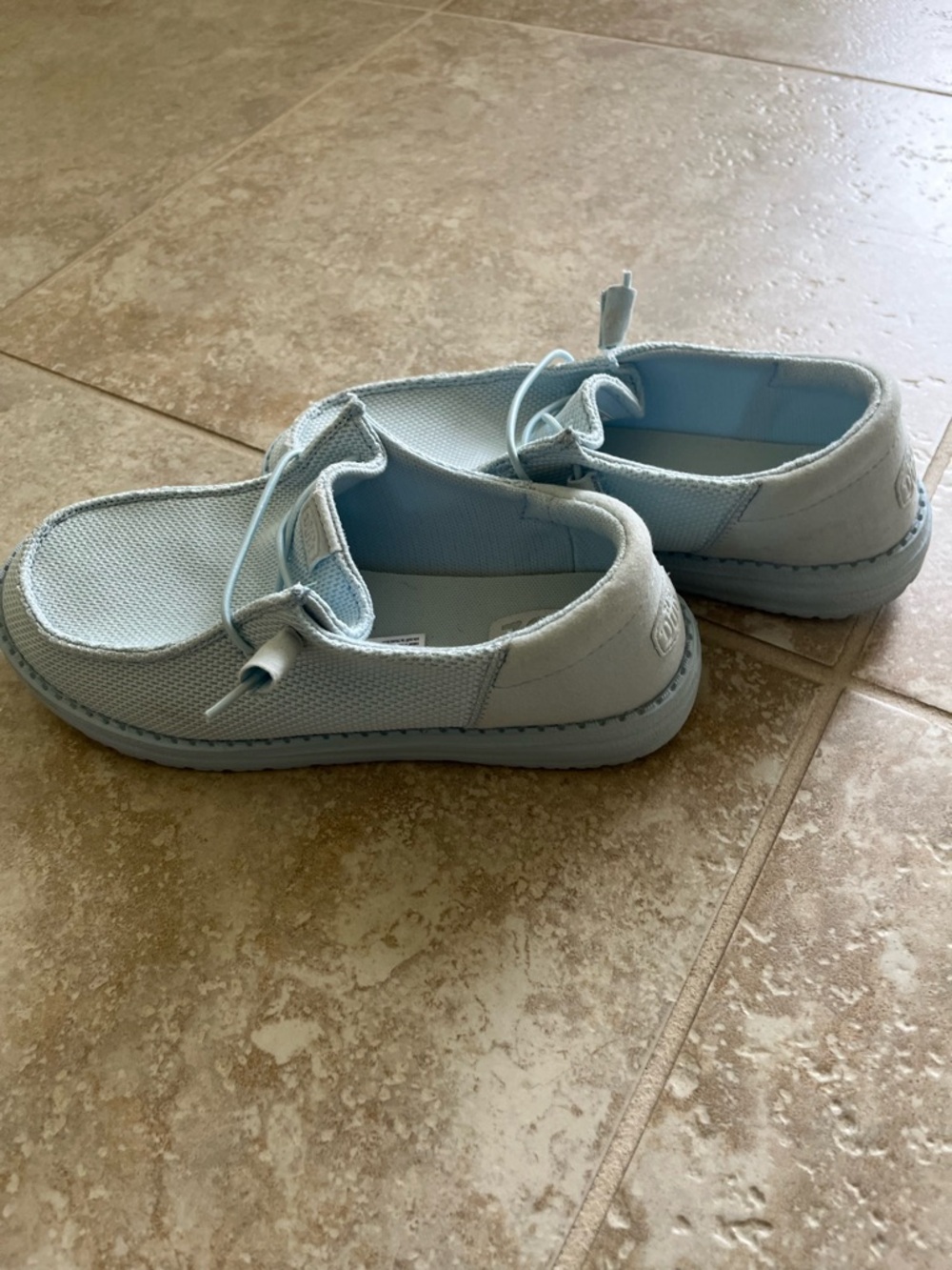 women’s Light Blue Casual Slip-On Sneakers with Elastic Lacing